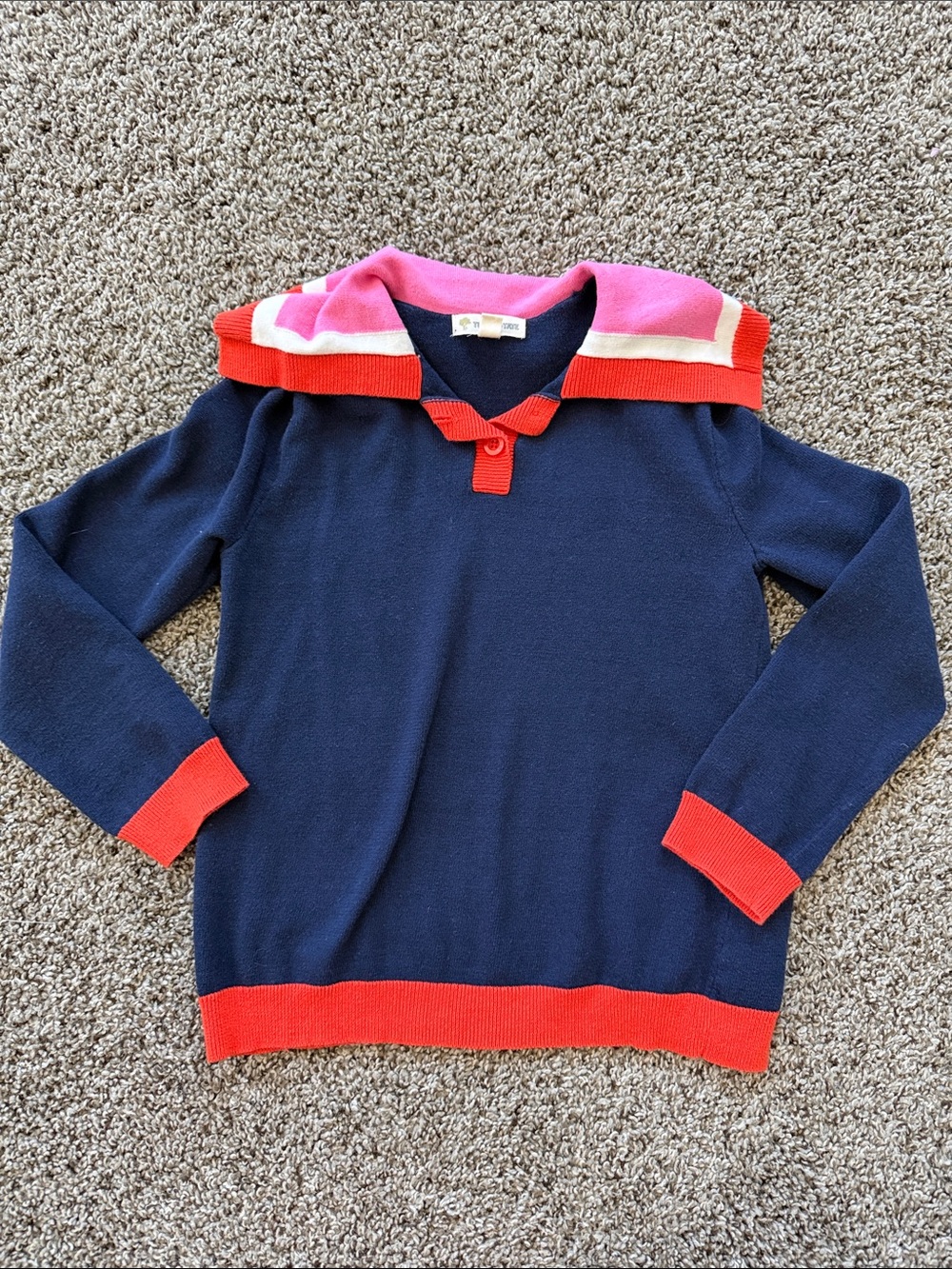 Tucker + Tate Navy Sweater with Pink and Red Trim